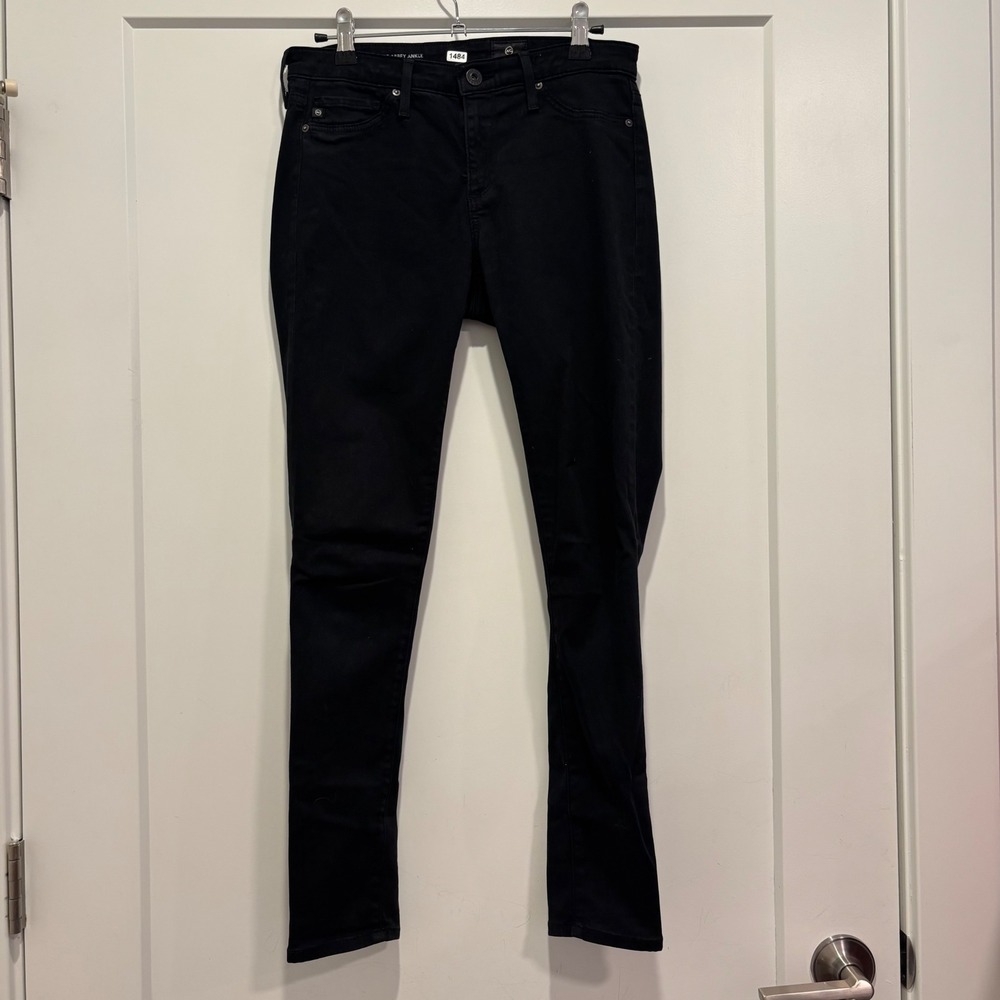 AG Adriano Goldschmied The Abbey Ankle Black Mid Rise Super Skinny Jeans 25R